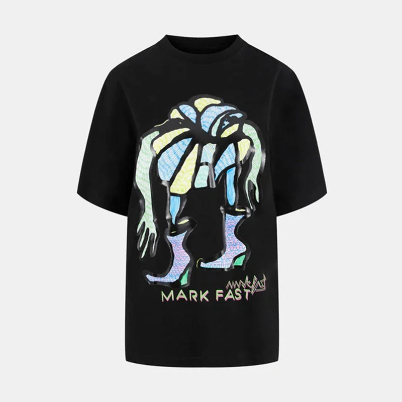 MarkFast Plant Print Loose Round Neck T-Shirts