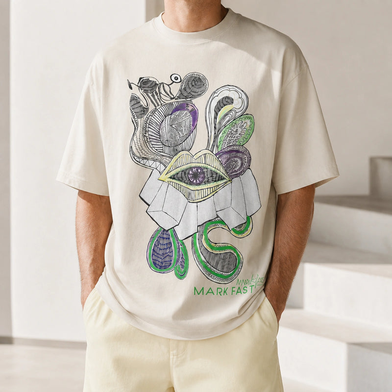 MarkFast Printed Cotton Loose T-Shirts