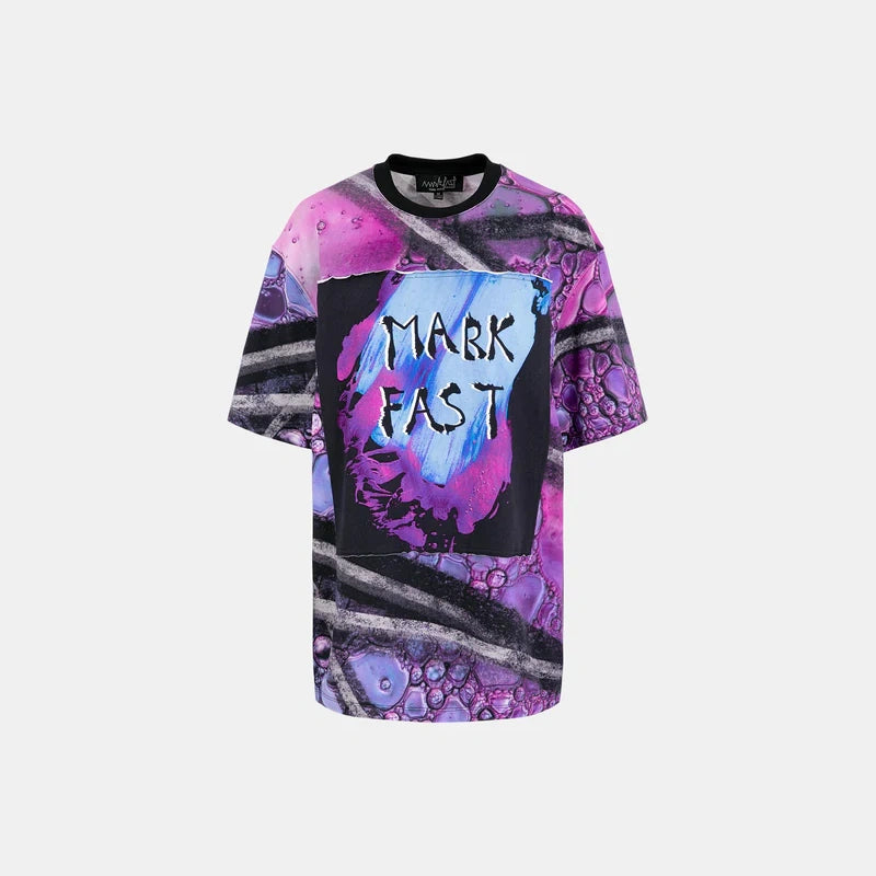 MarkFast Printed Patch Loose T-Shirts