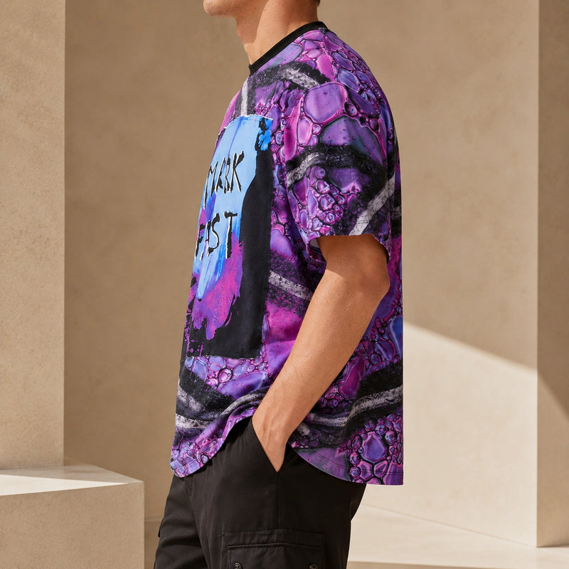 MarkFast Printed Patch Loose T-Shirts