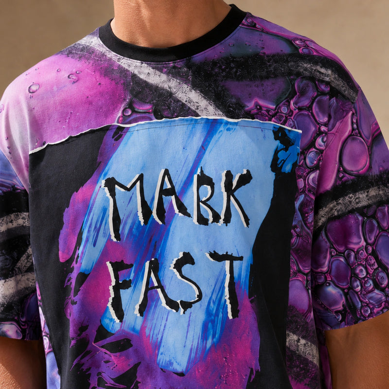 MarkFast Printed Patch Loose T-Shirts