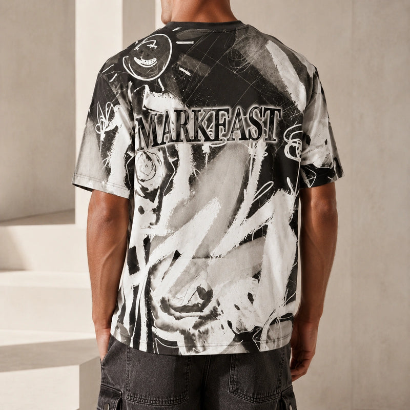 MarkFast Rose Positioning Printed Loose Cotton T-Shirts