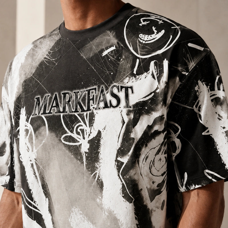 MarkFast Rose Positioning Printed Loose Cotton T-Shirts