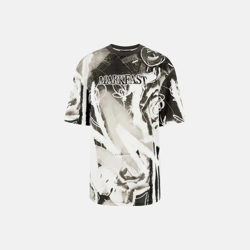 MarkFast Rose Positioning Printed Loose Cotton T-Shirts