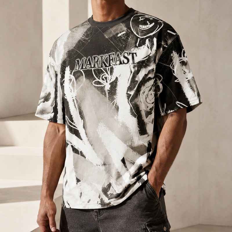 MarkFast Rose Positioning Printed Loose Cotton T-Shirts