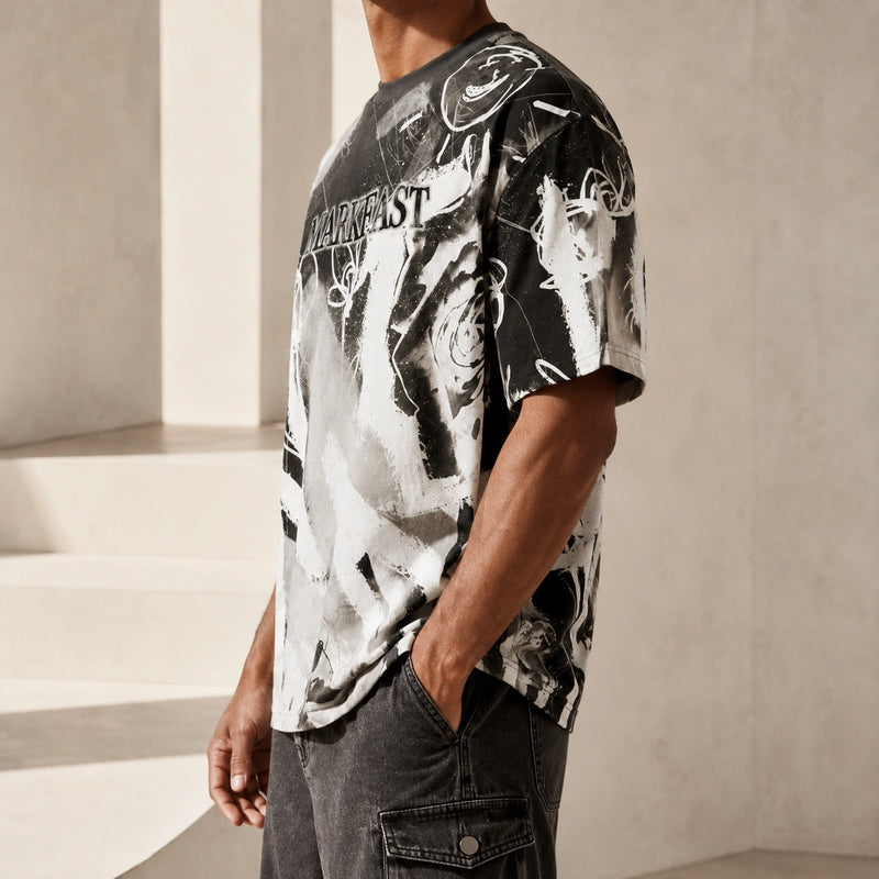 MarkFast Rose Positioning Printed Loose Cotton T-Shirts