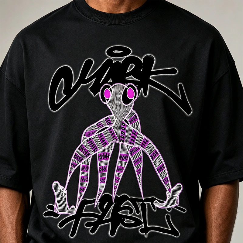 MarkFast Stylized Dancing Octopus Fashion Art Graphic T-Shirts