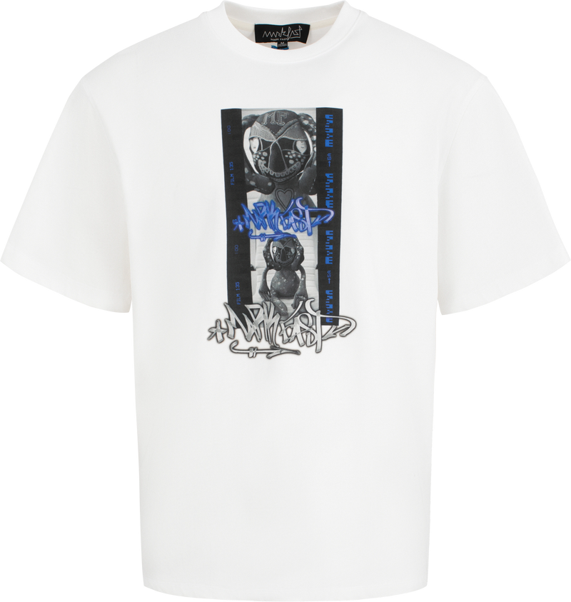 MarkFast Threaded Small Round Neck Film Monster Print Loose Cotton T-Shirts