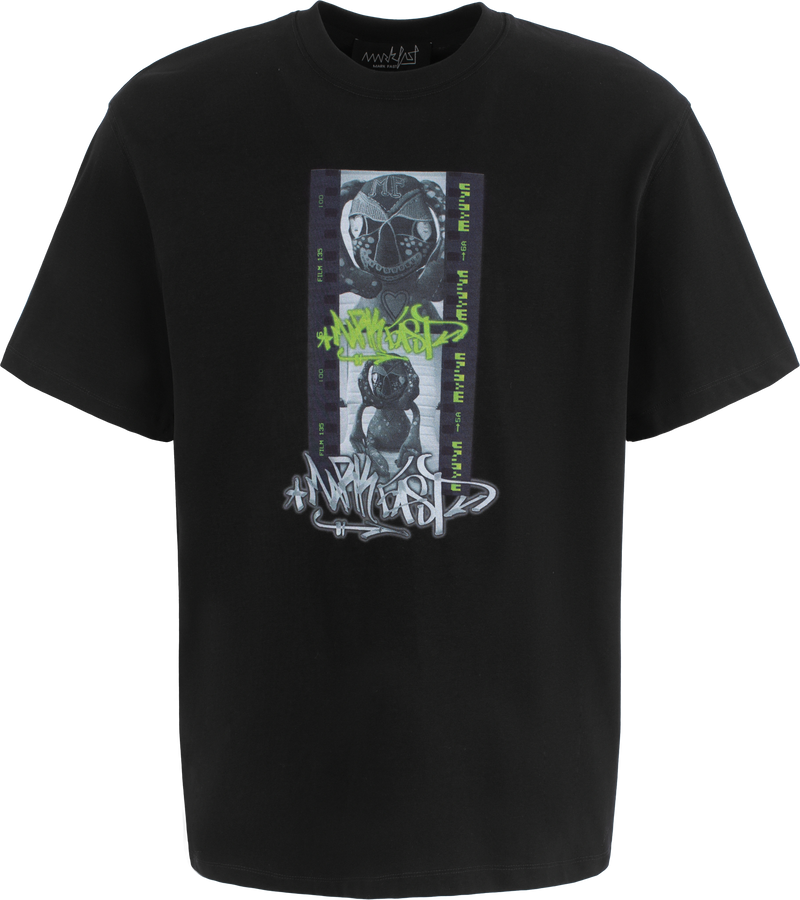 MarkFast Threaded Small Round Neck Film Monster Print Loose Cotton T-Shirts