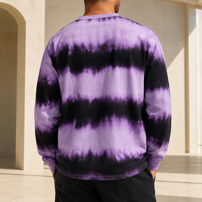 MarkFast Tie-Dye Printed Round Neck Long-Sleeved T-Shirts
