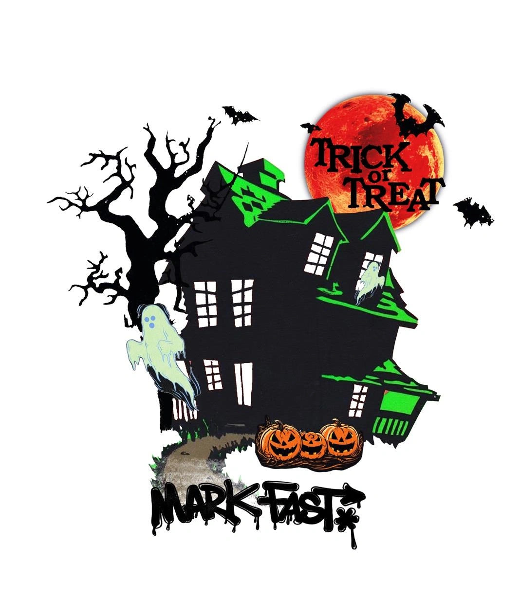 MarkFast Trick Or Treat Ghost Pumpkin Halloween Vintage T-shirts