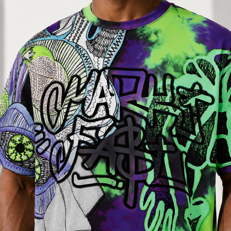 MarkFast Trippy Tie-Dye Surreal Art Letter T-Shirts