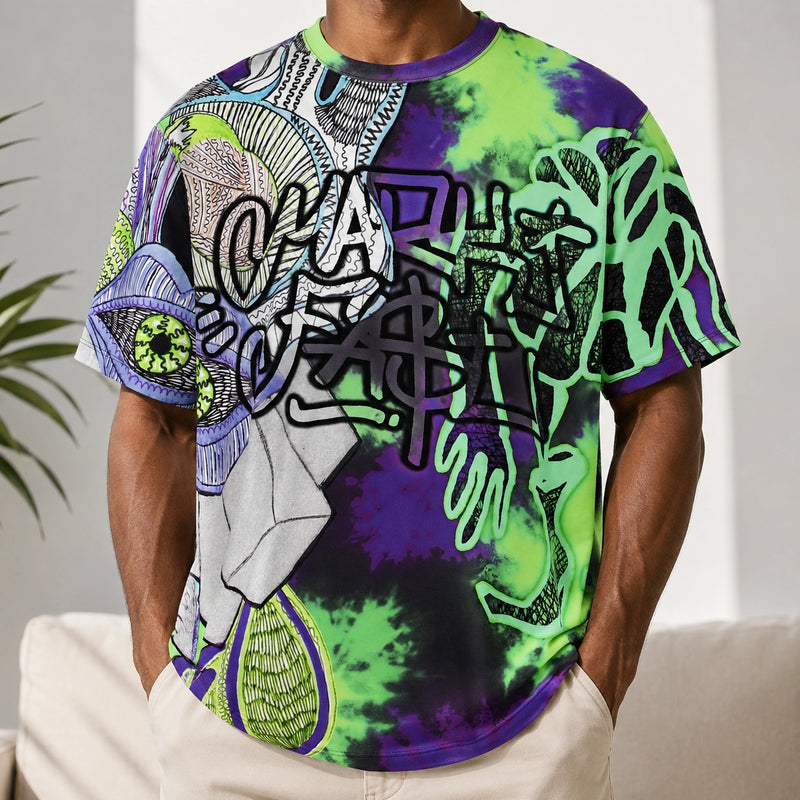 MarkFast Trippy Tie-Dye Surreal Art Letter T-Shirts