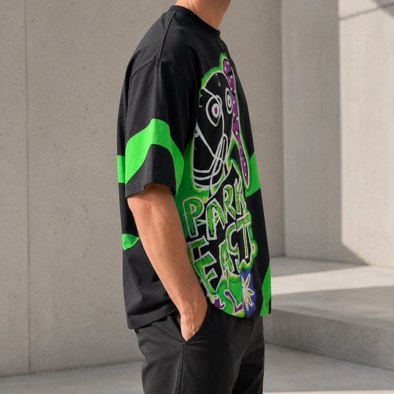 MarkFast Neon Graphic Loose Fit Streetwear T-Shirt
