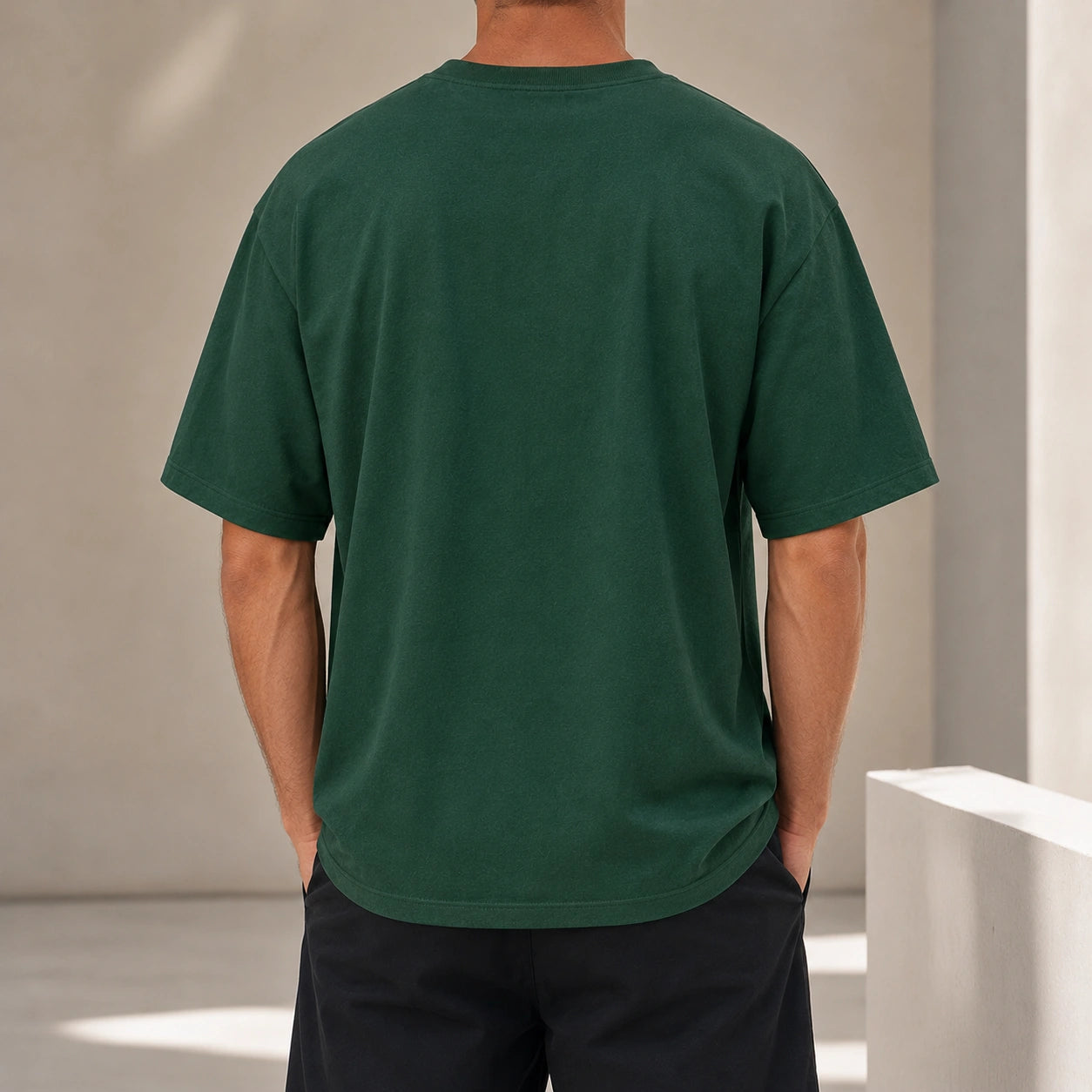 MarkFast style dark green printed loose short-sleeved T-shirts