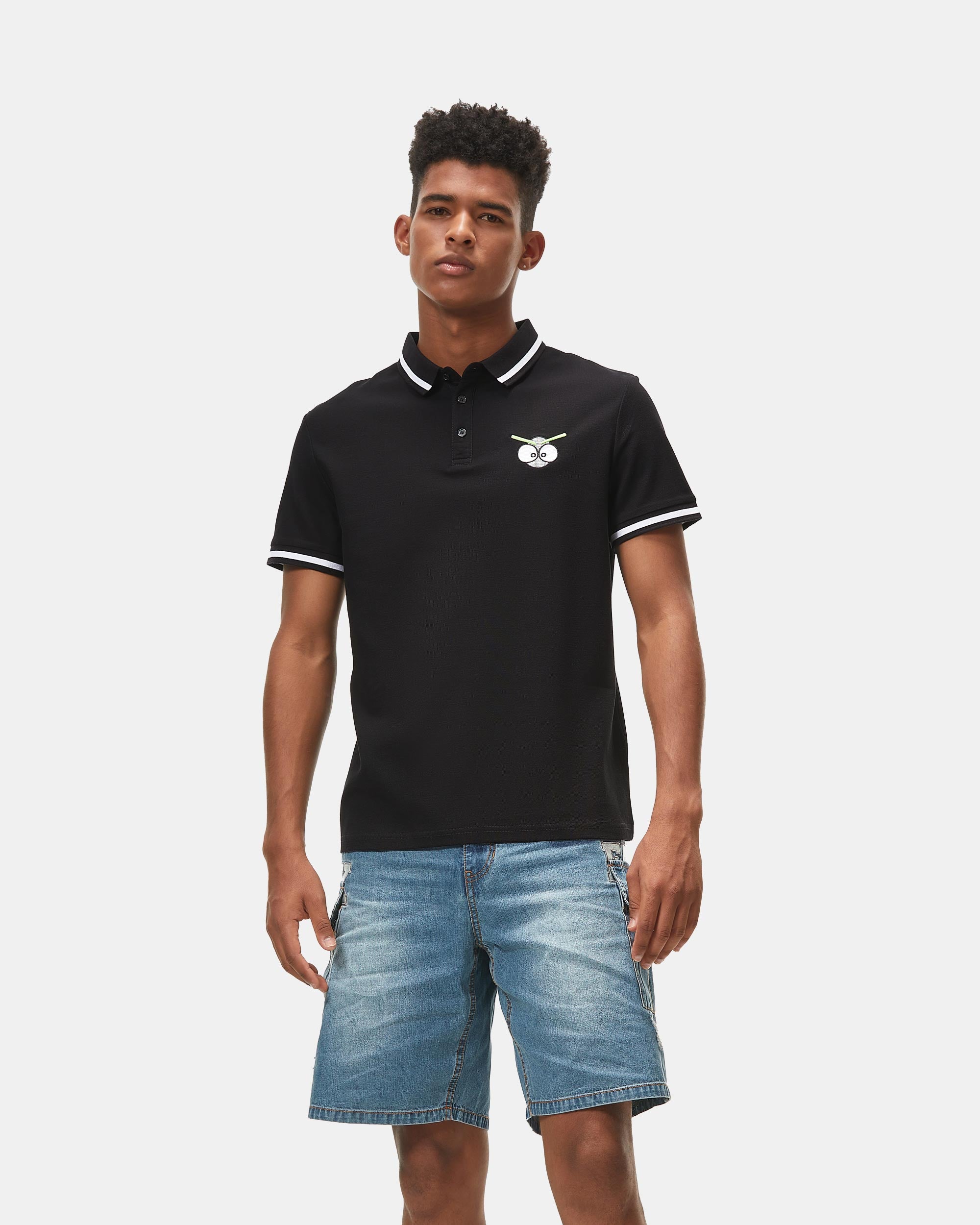 Men's Regular Fit Denim Shorts with Flap Pockets & Embroidered Logo