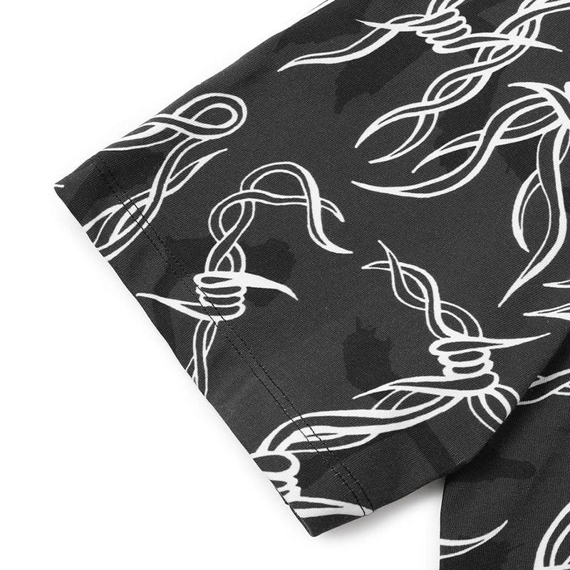 Men's Black Thorn Print Cotton T-Shirt