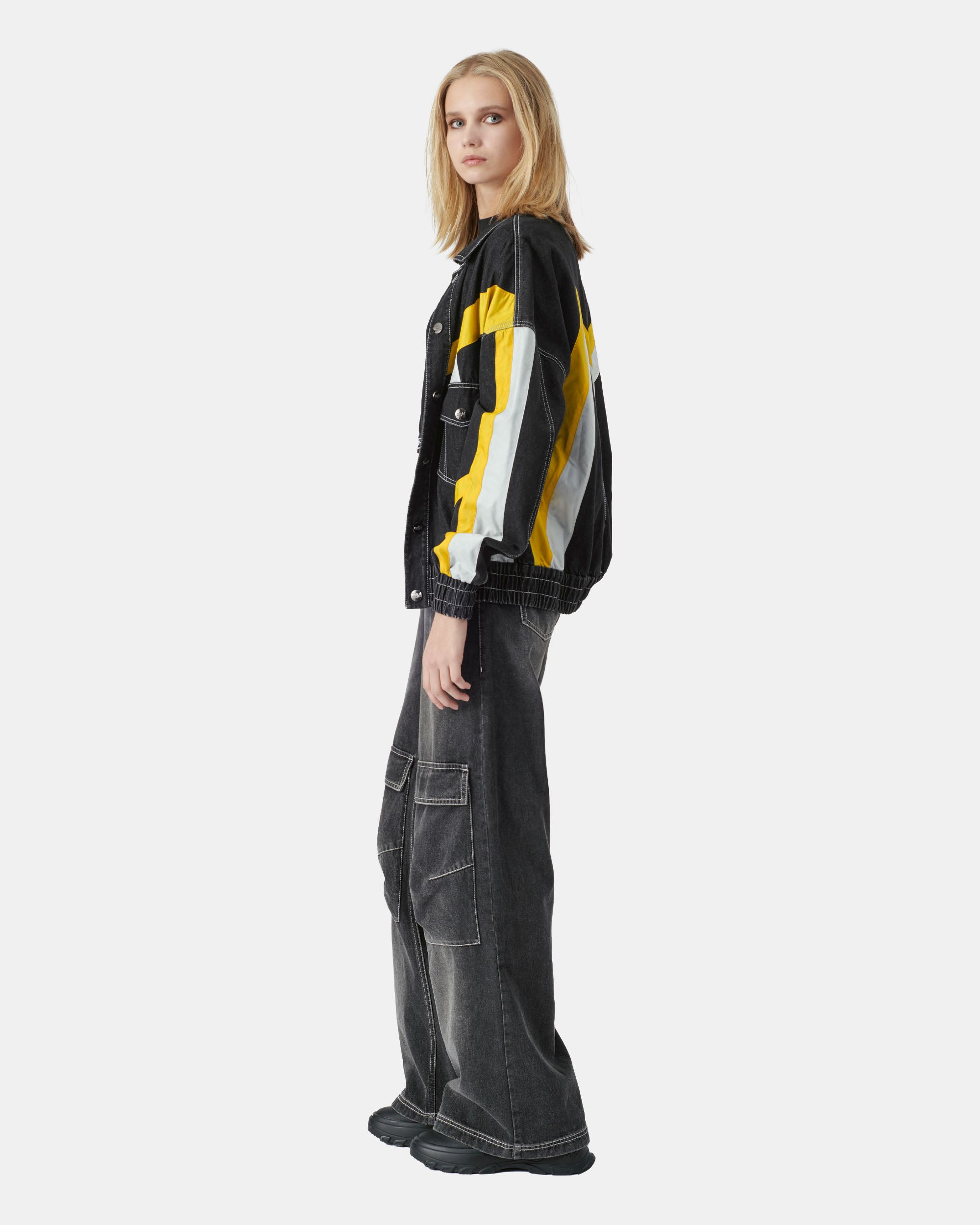 Unisex Colourblock Casual Denim Jacket