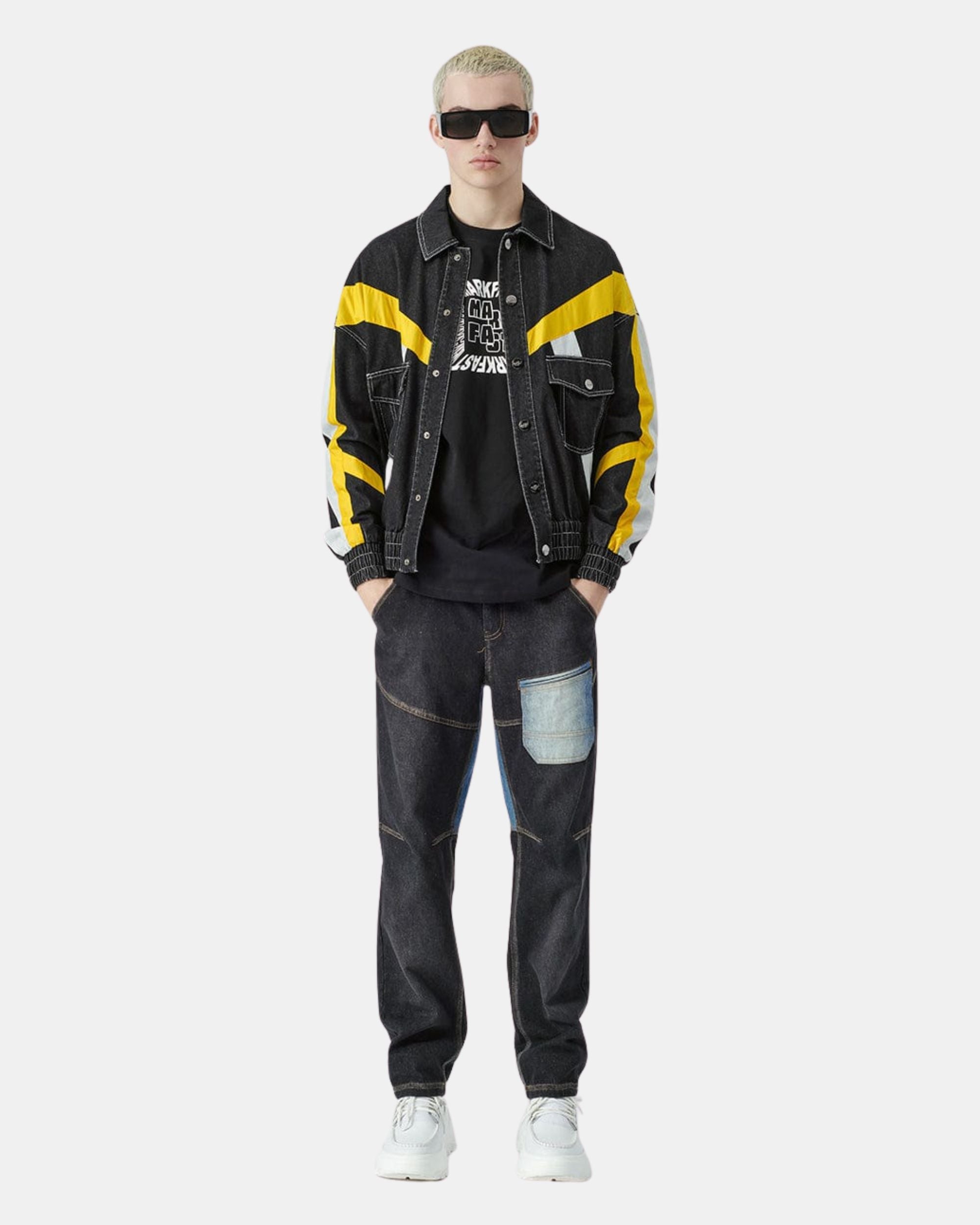 Unisex Colourblock Casual Denim Jacket
