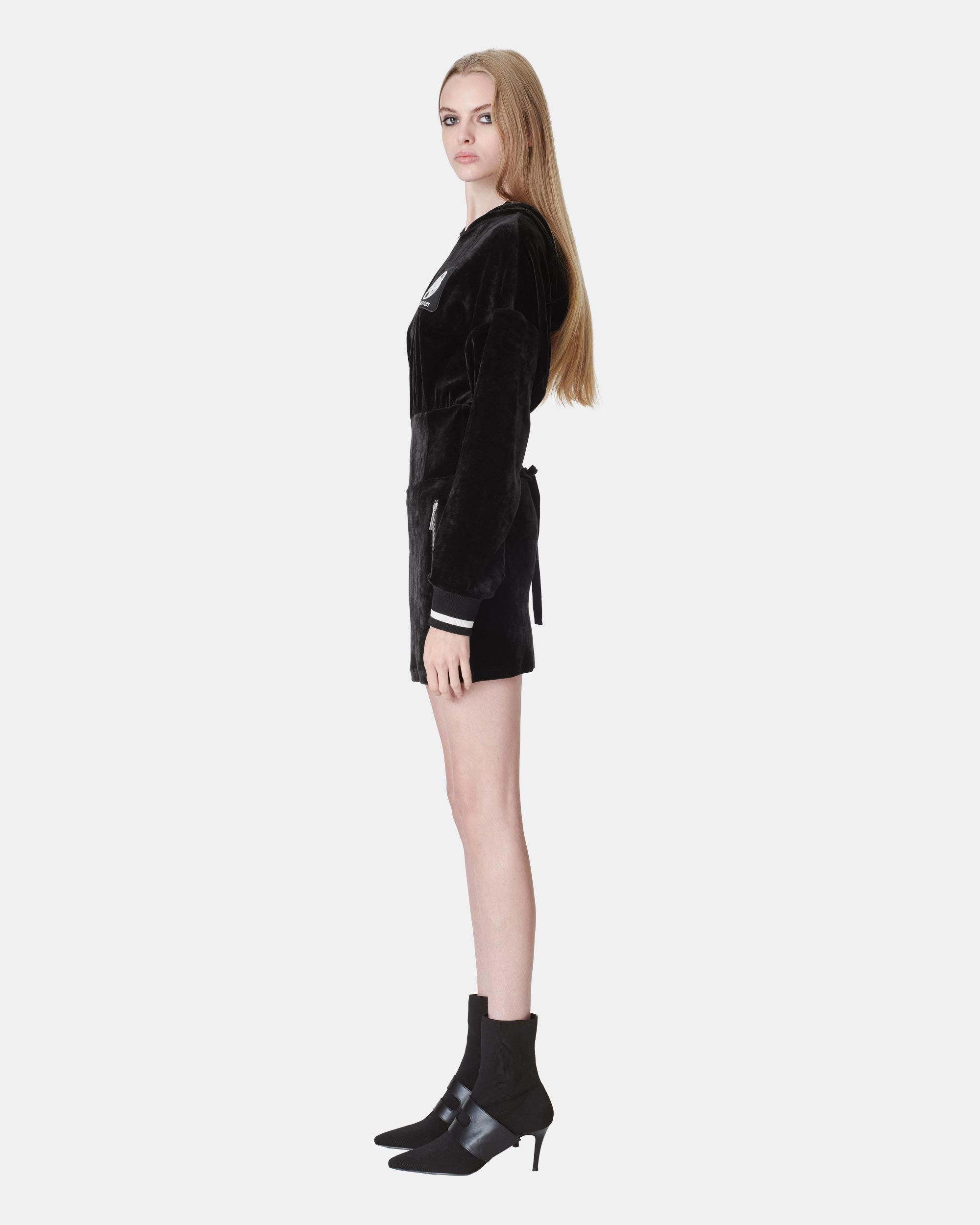 Women’s Black Velvet Wrap Hip Dress