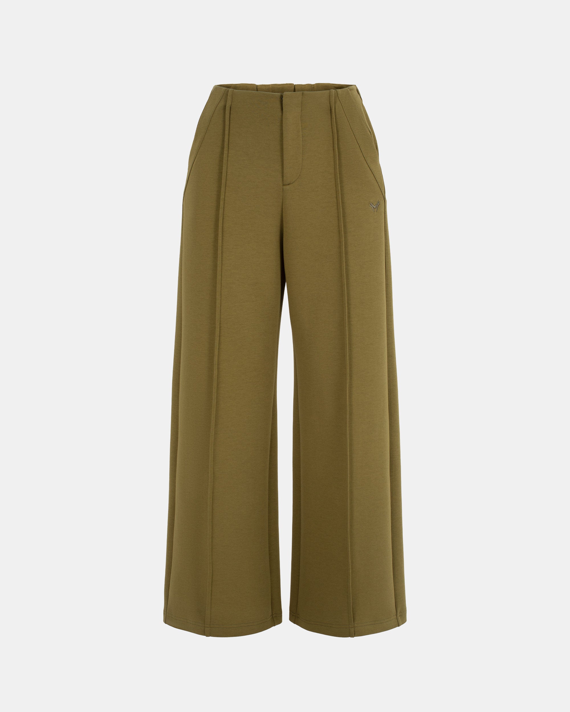 Women's Flat-Front Elastic Waist Loose Wide-Leg Straight Trousers