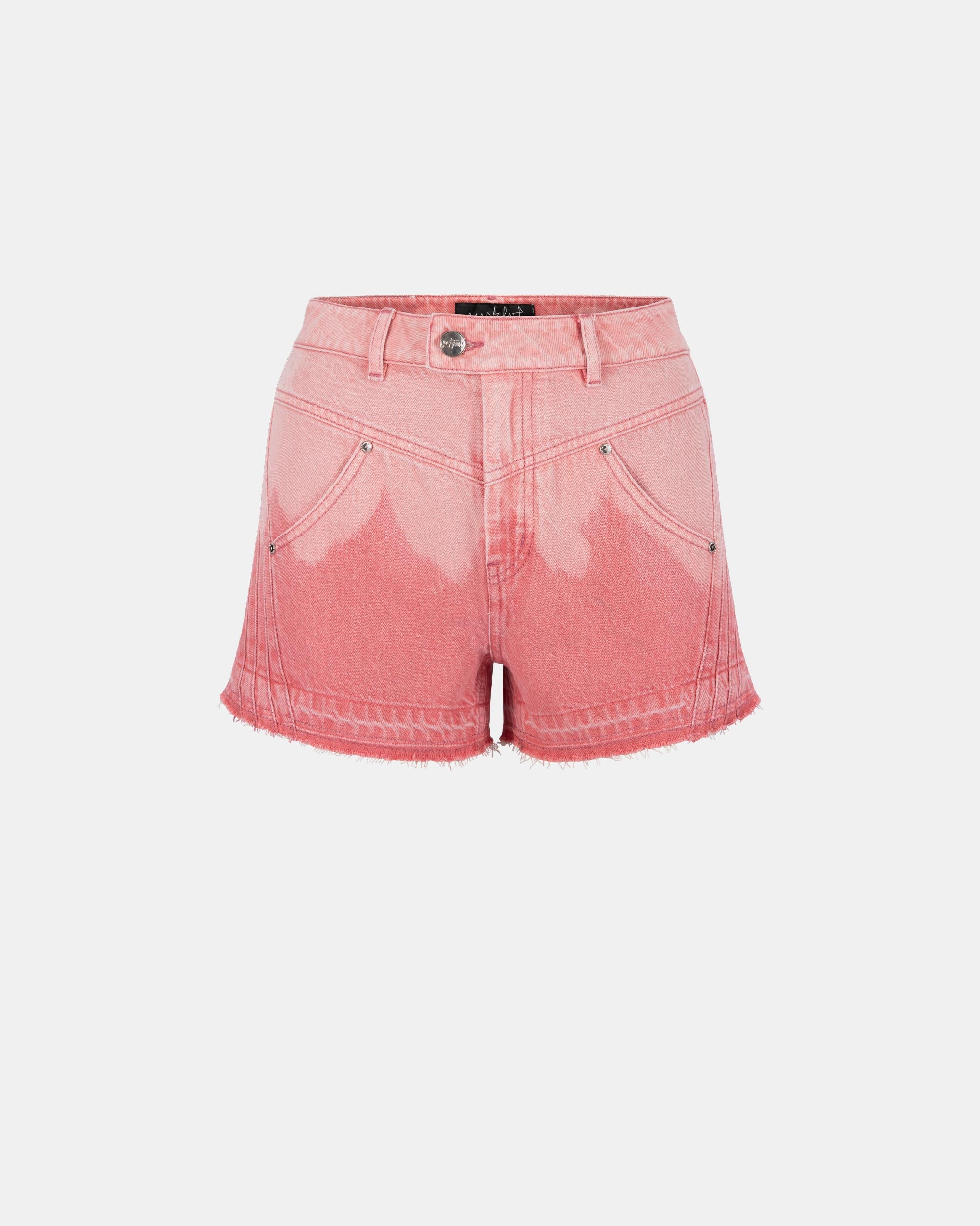 Women's Light Pink Tie-Blend Denim Shorts