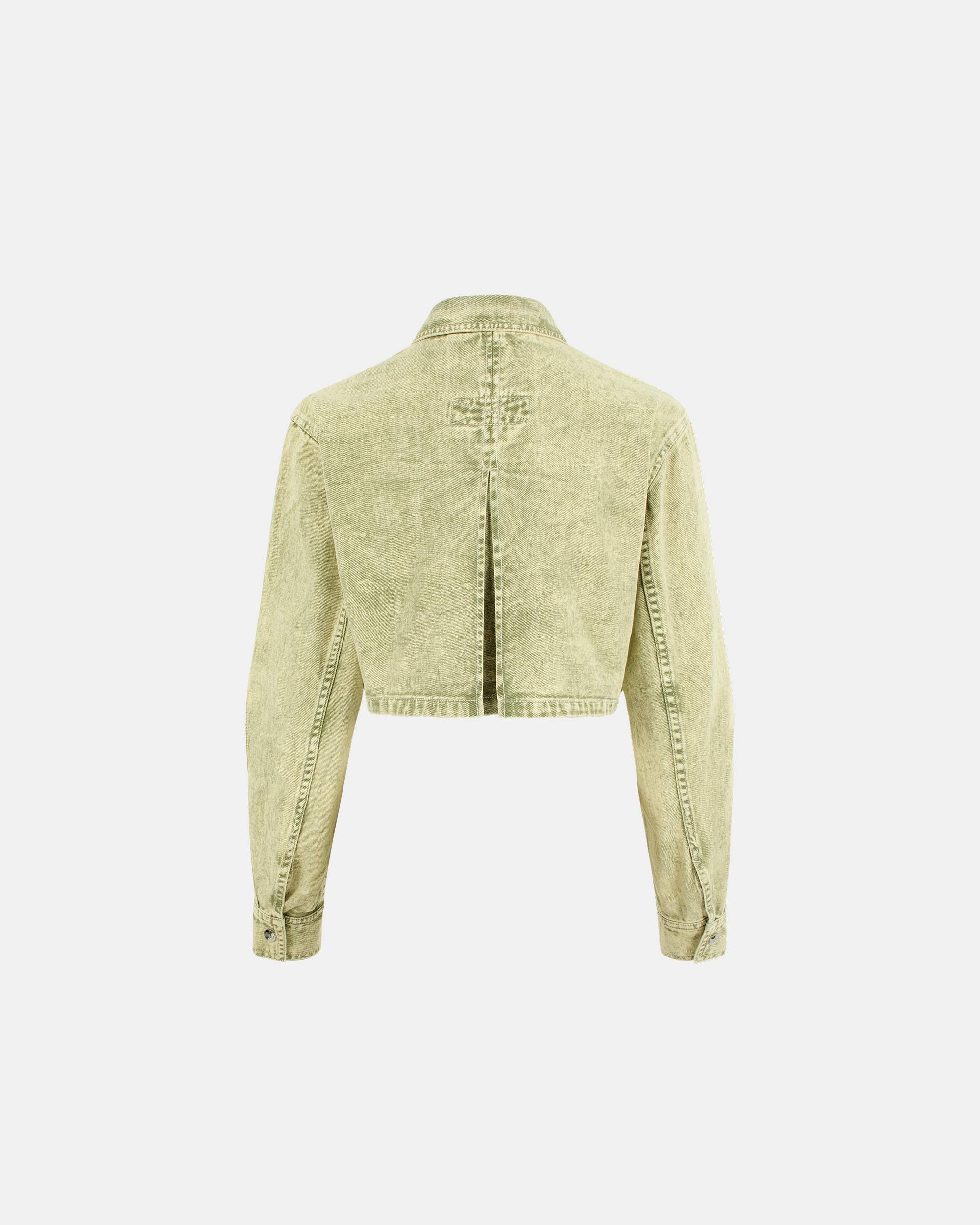 Women's Vintage Acid Wash Sage Cropped Cargo Jacket