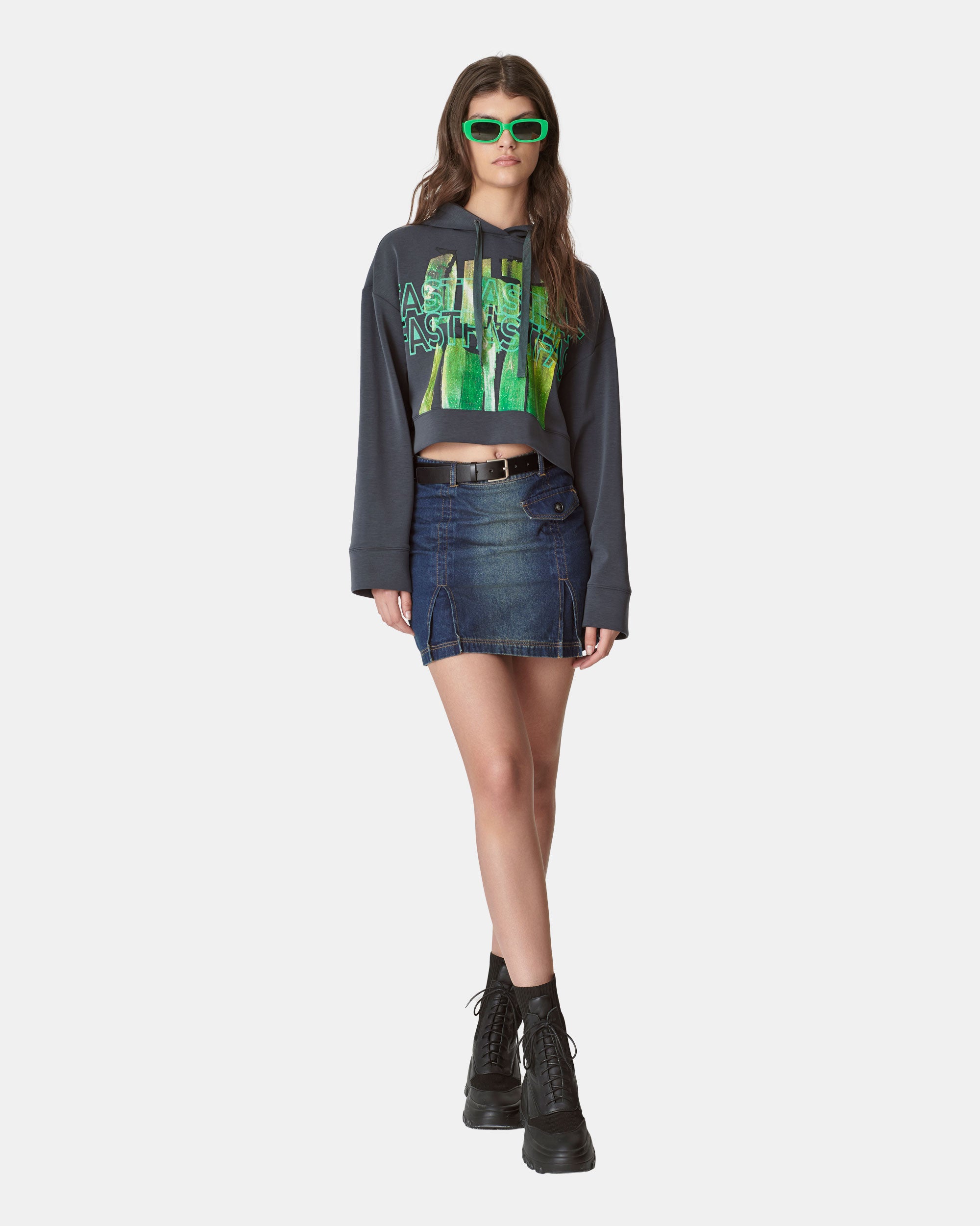 Women's metallic light and shadow hand-painted wall print sweatshirt