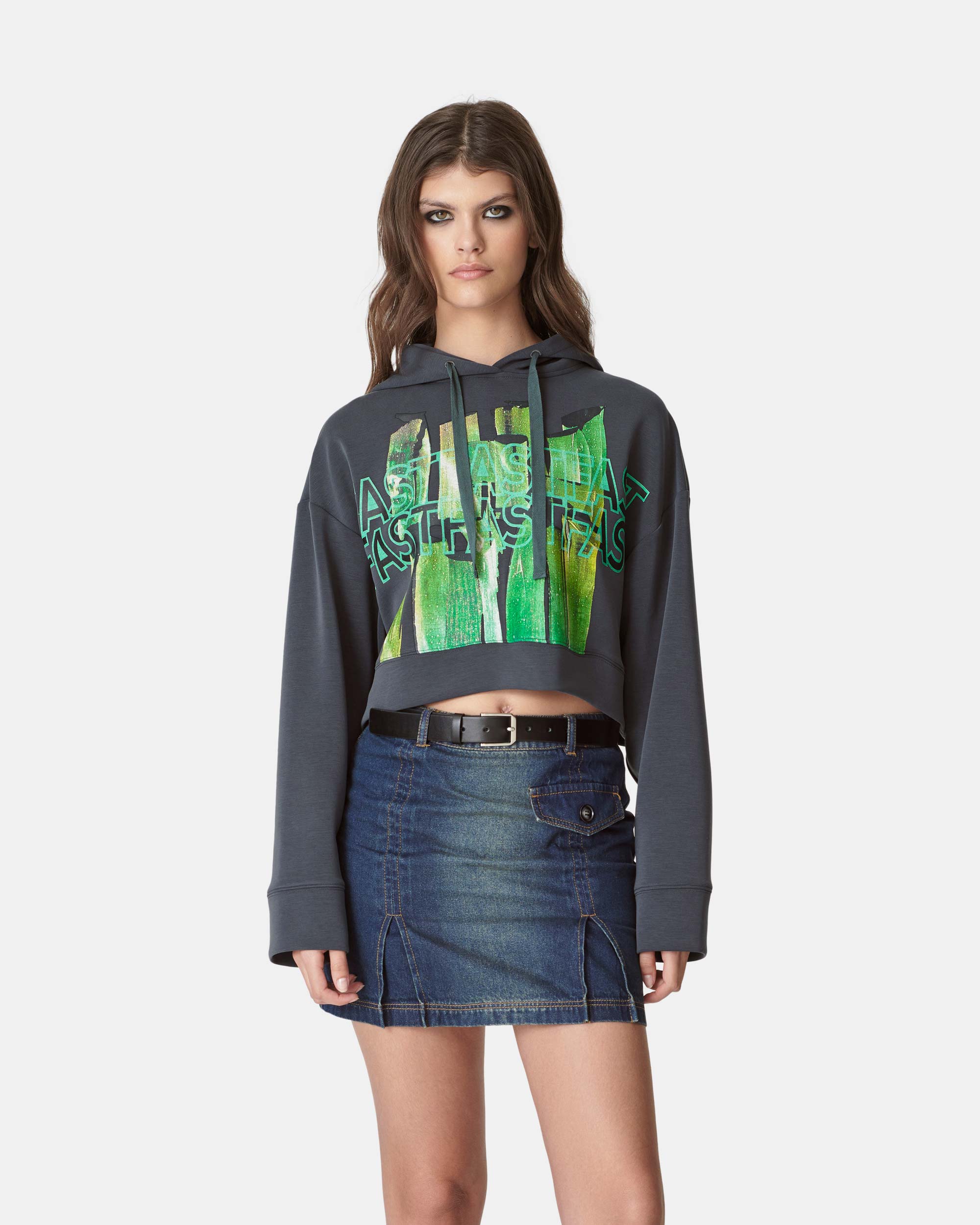 Women's metallic light and shadow hand-painted wall print sweatshirt
