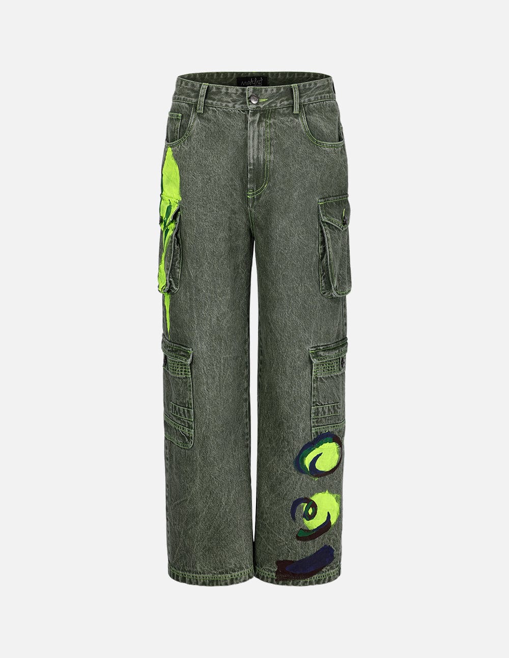 Unisex Hand Painted Printed Washed Jeans