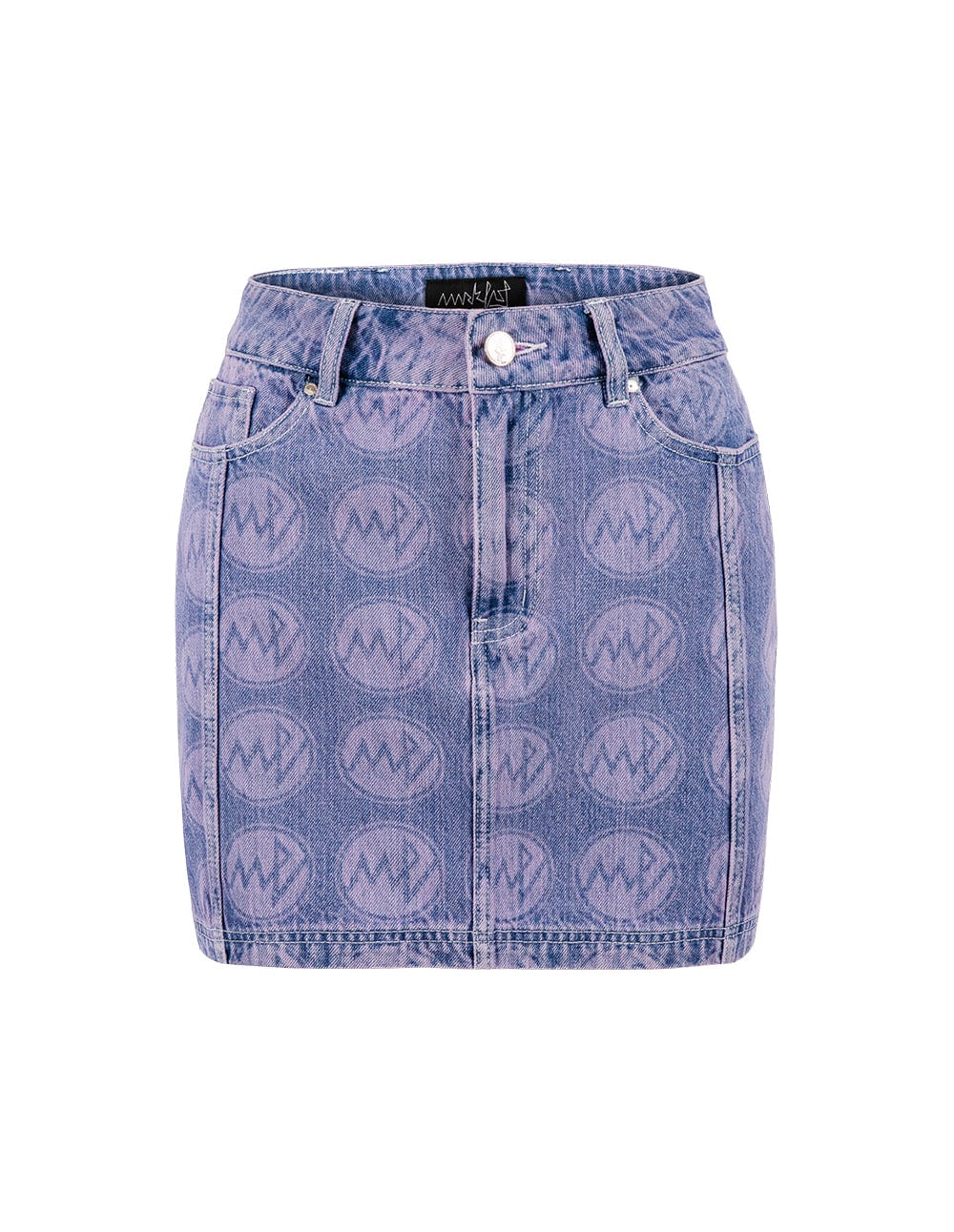 Women's Amethyst-Print Frayed Denim Skirt