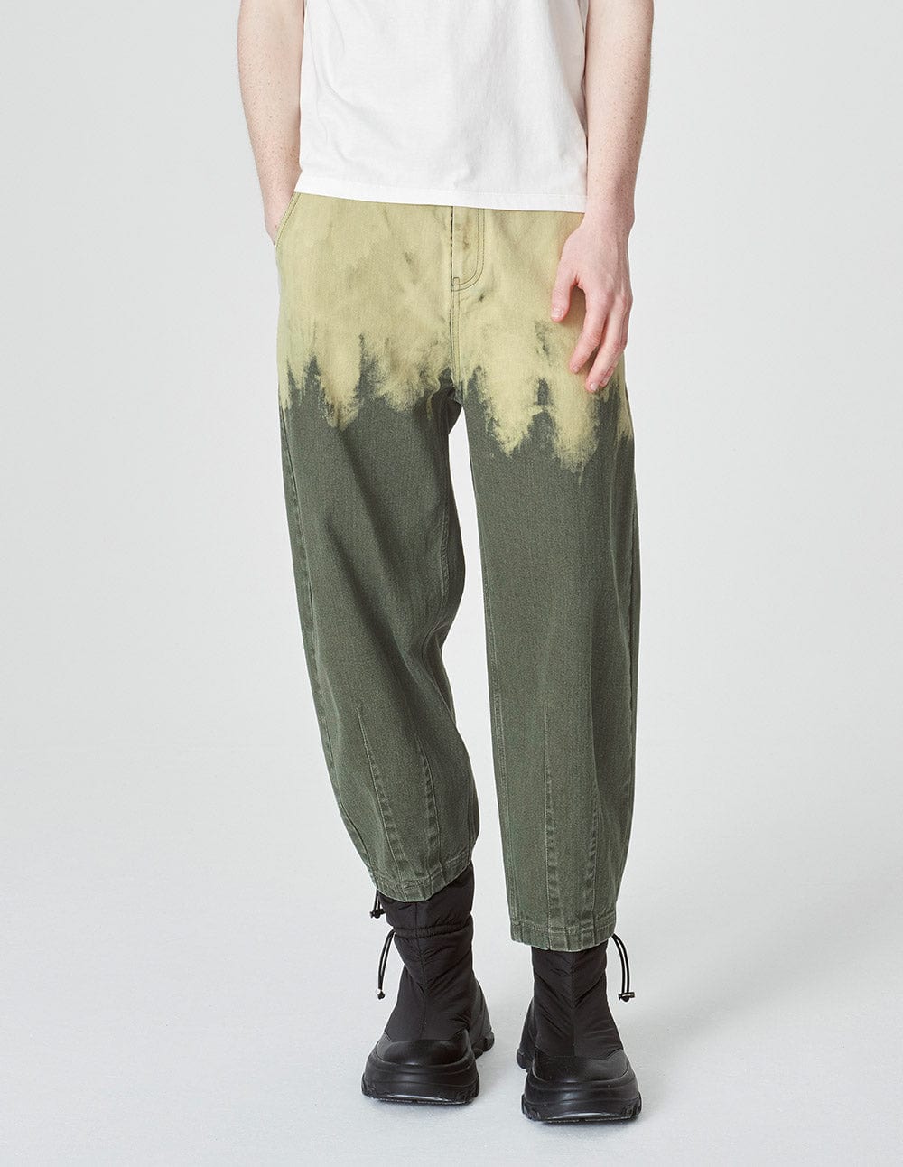 Unisex Army Green Washed Jeans