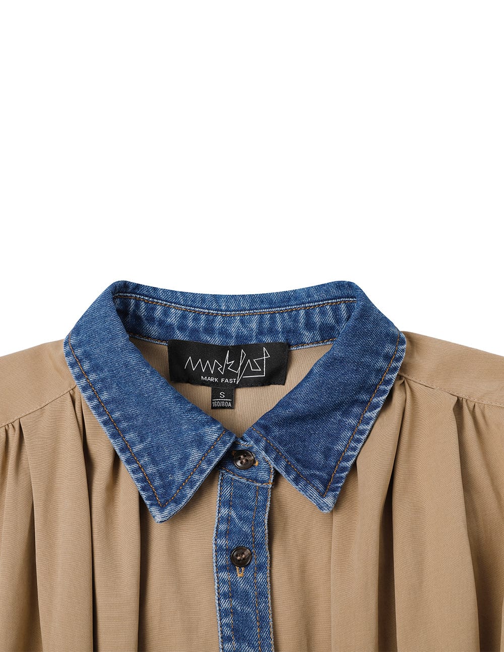 Women's Collared Denim & Twill Layered Dress