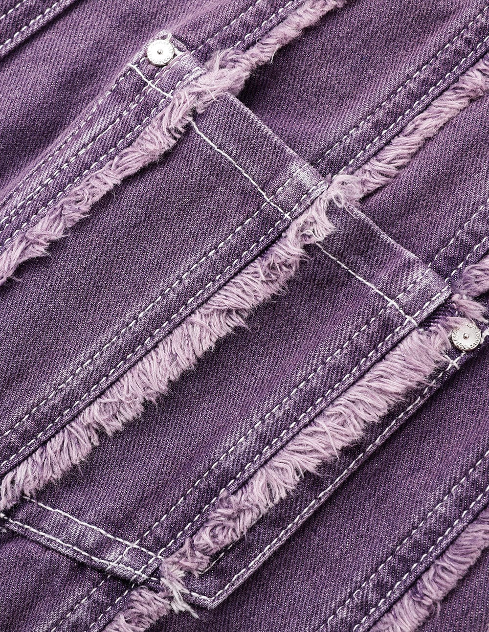 Women's Distressed Vertical Fringe High Waisted Purple Denim Skirt
