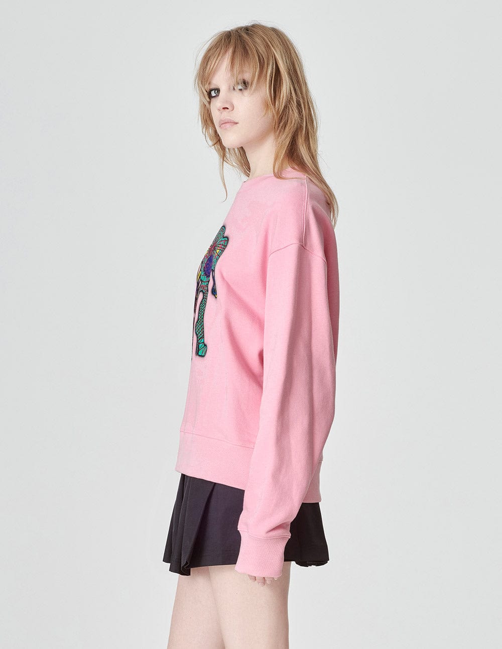 Unisex Pink Cotton Print Sweatshirt