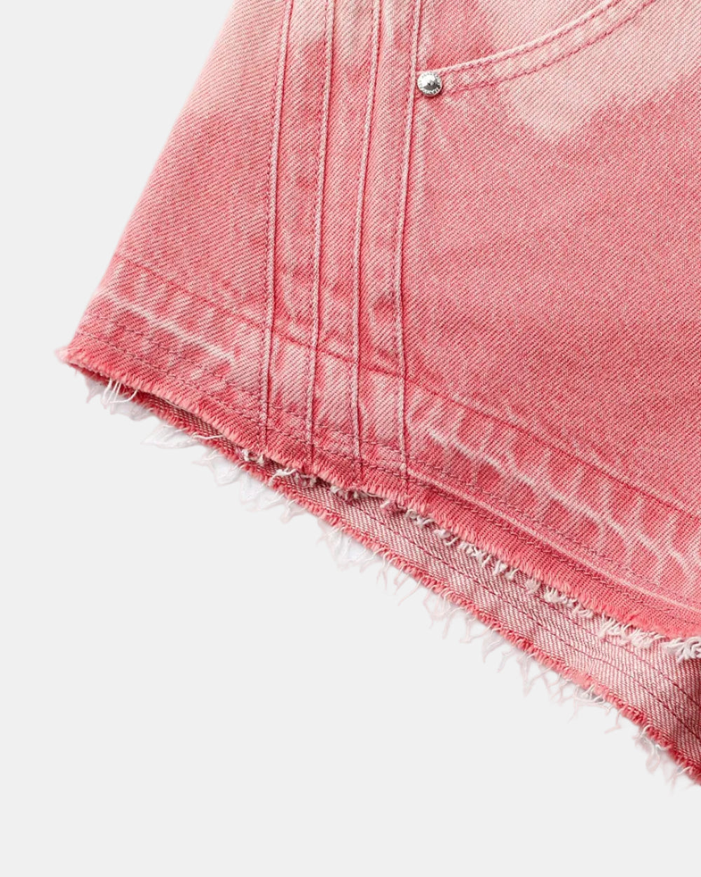 Women's Light Pink Tie-Blend Denim Shorts