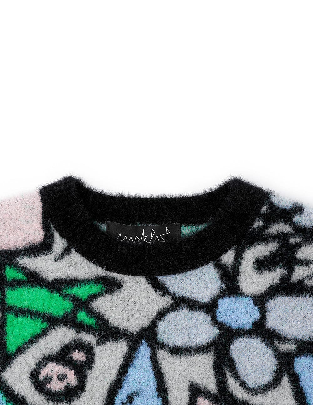 Women's Multicolor Abstract Graphic Brushed Cropped Jacquard Sweater