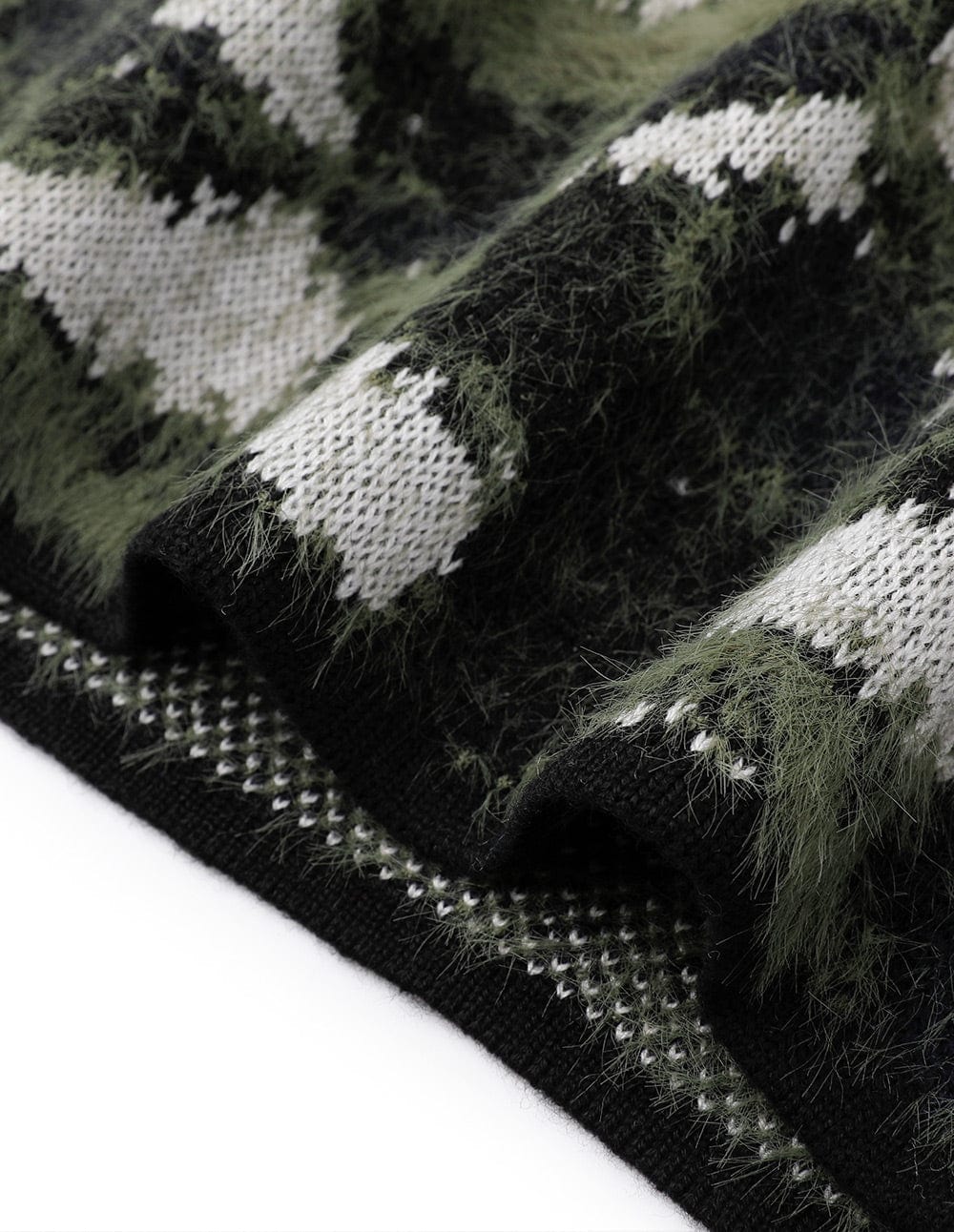 Women's Camo Jacquard Fuzzy Off-the-Shoulder Sweater