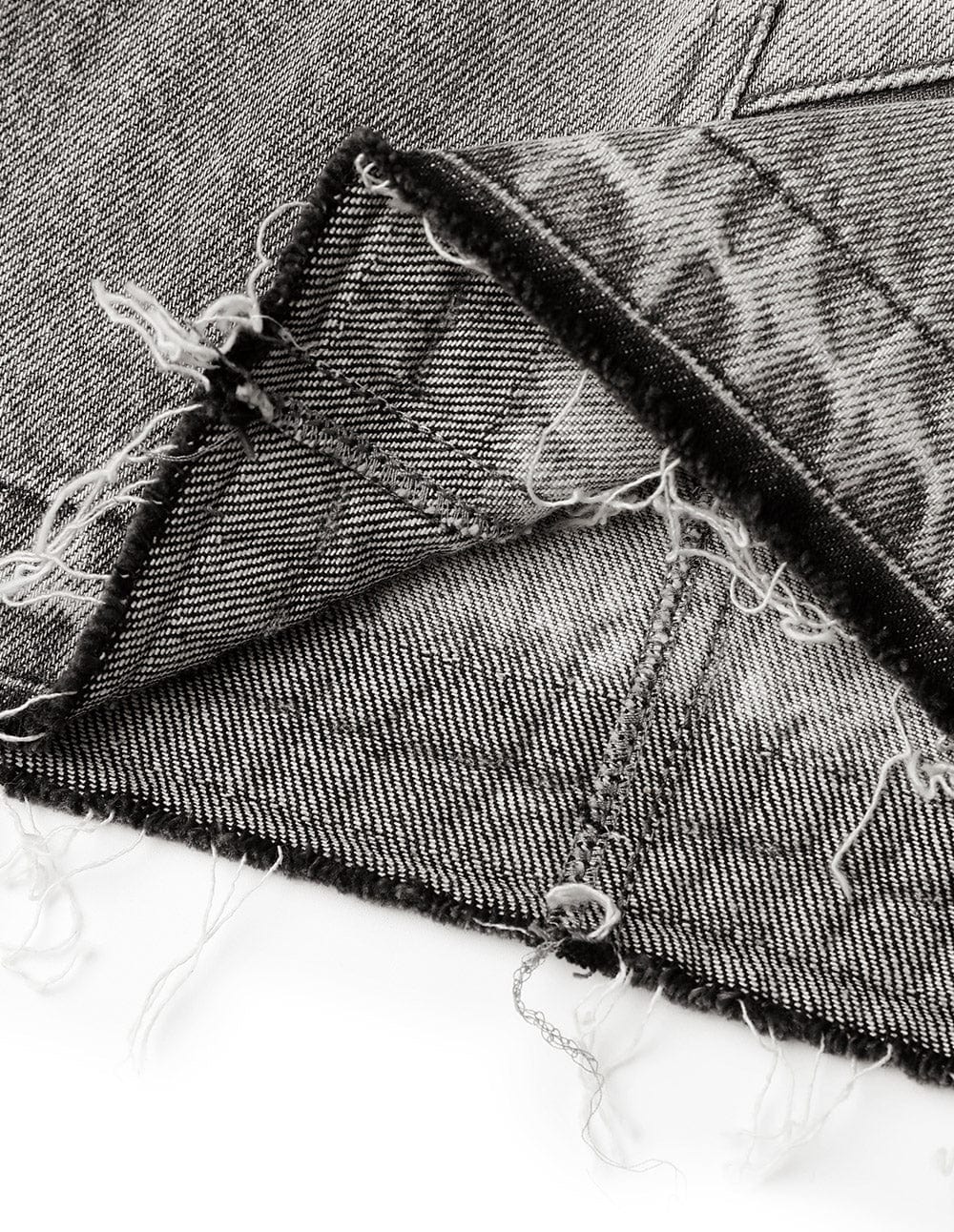 Men's Distressed Charcoal Paneled Knee Length Denim Runway Shorts